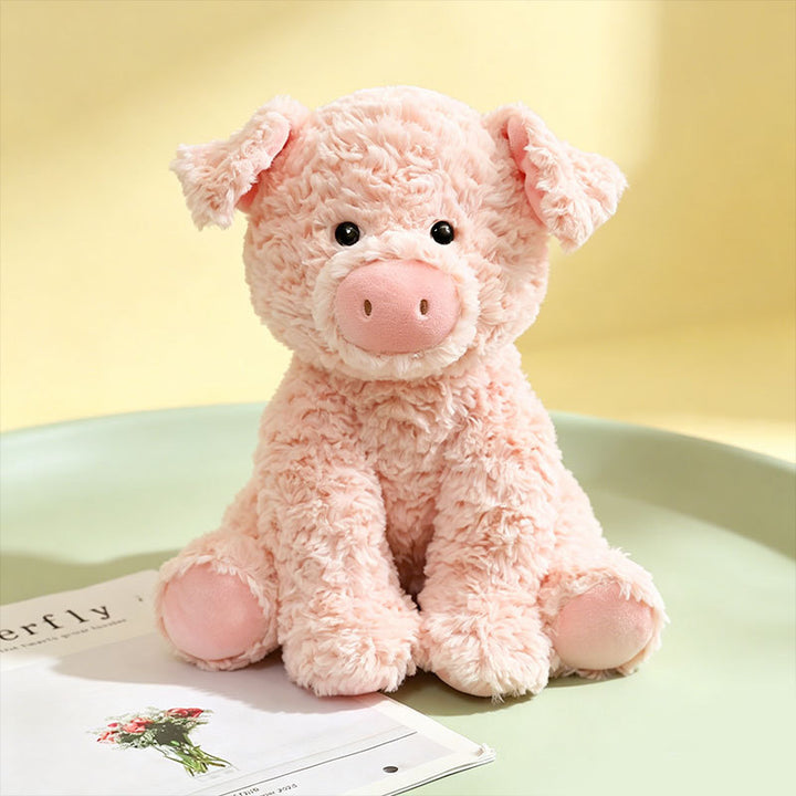 Plush Sitting Cow Comforter Toy with Mixed Faux-Fur Patches Stornfield