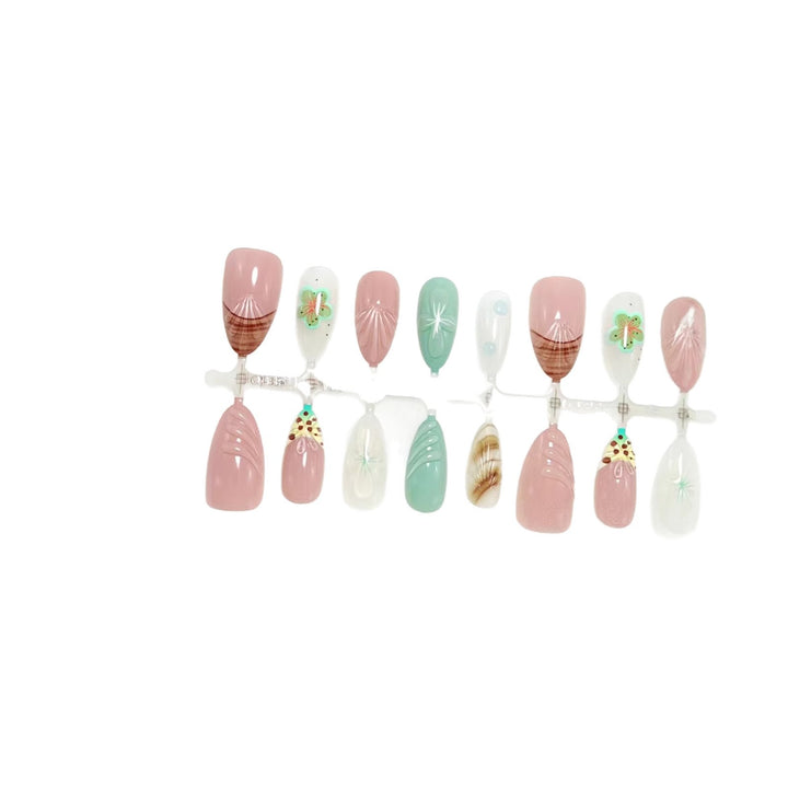 Artificial nails with elegant 3D flower and gradient design Stornfield