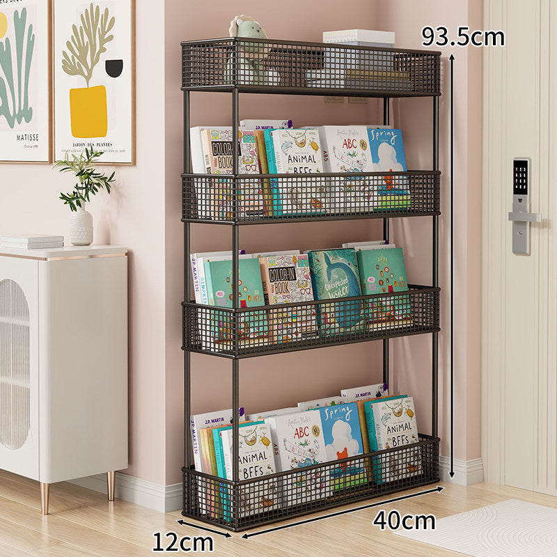 Freestanding Mesh Four-Tier Book and Toy Storage Shelf