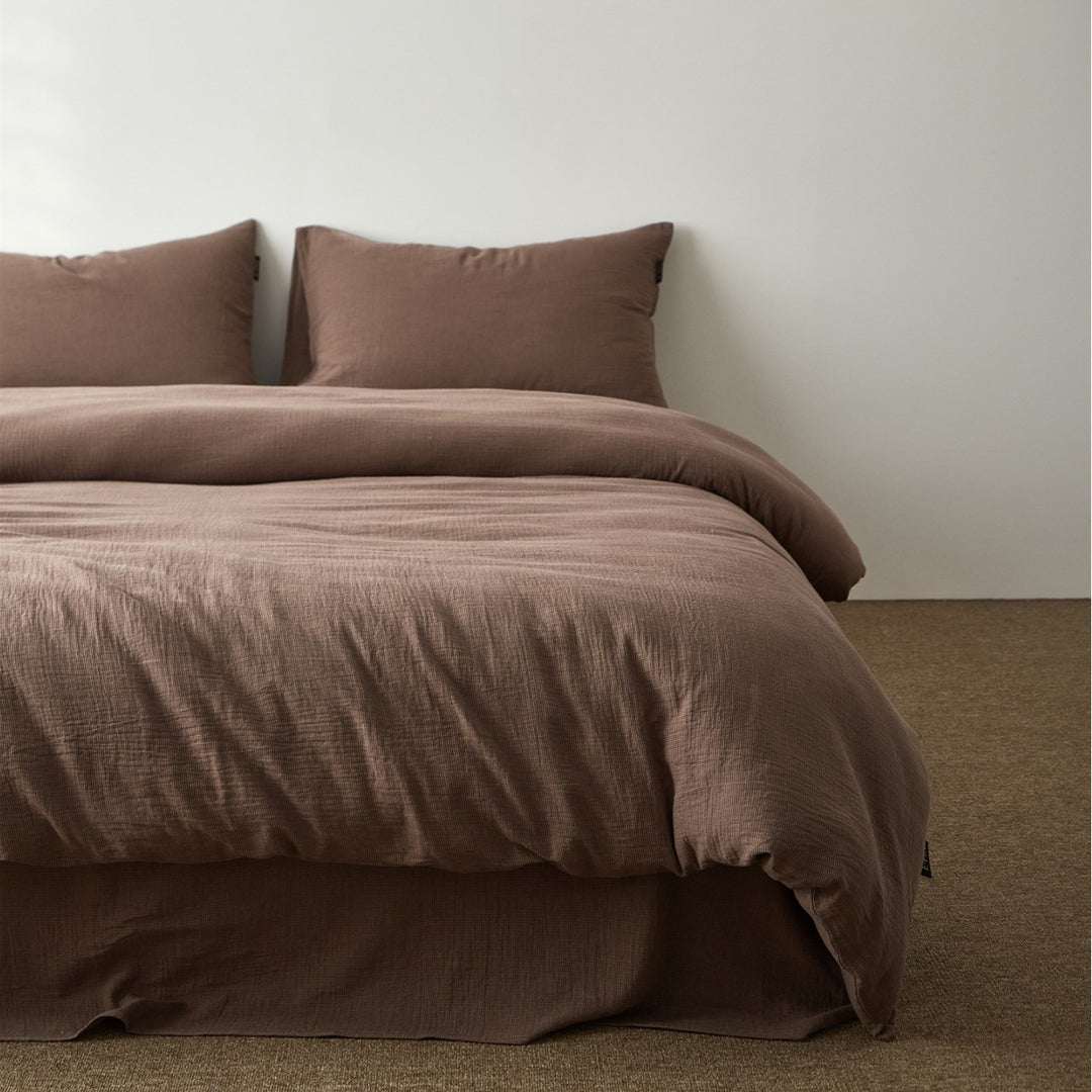Stonewashed Linen-Blend Duvet Cover Set with Deep-Pocket Skirt & Envelope Shams