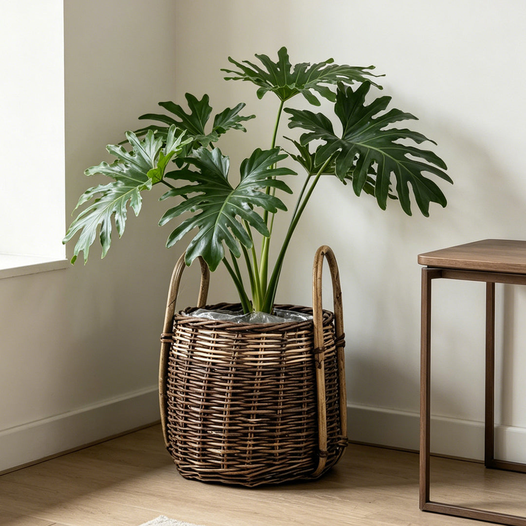 Handcrafted storage basket with natural fiber Stornfield