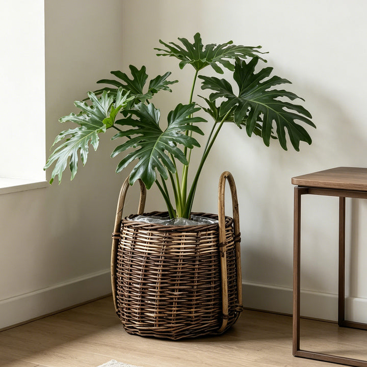 Handcrafted storage basket with natural fiber Stornfield