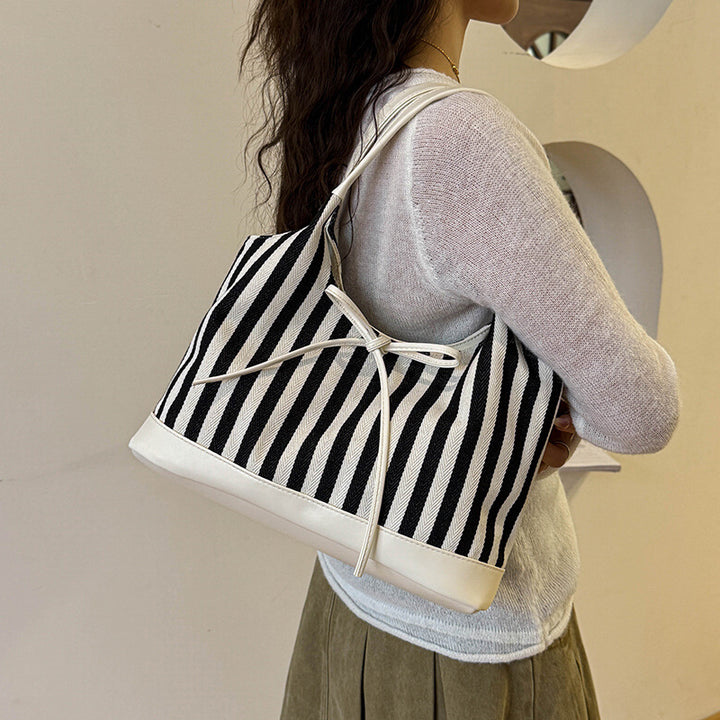 Striped Casual Tote Bag