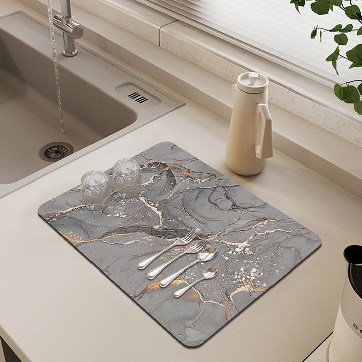Premium Marble Print Kitchen Mat Stornfield