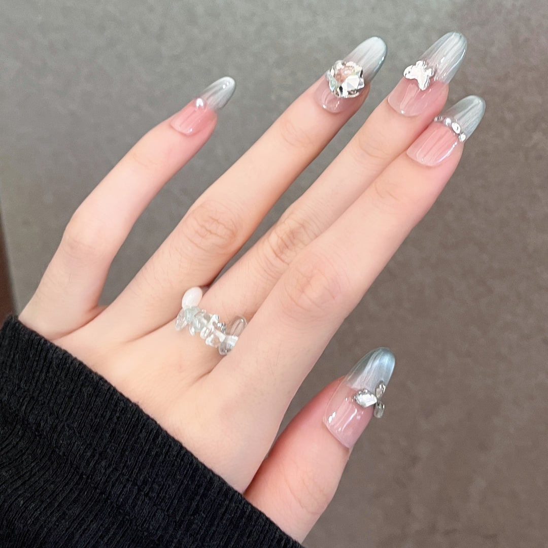 Elegant 3D-Embellished Press-On Nail Art Stornfield