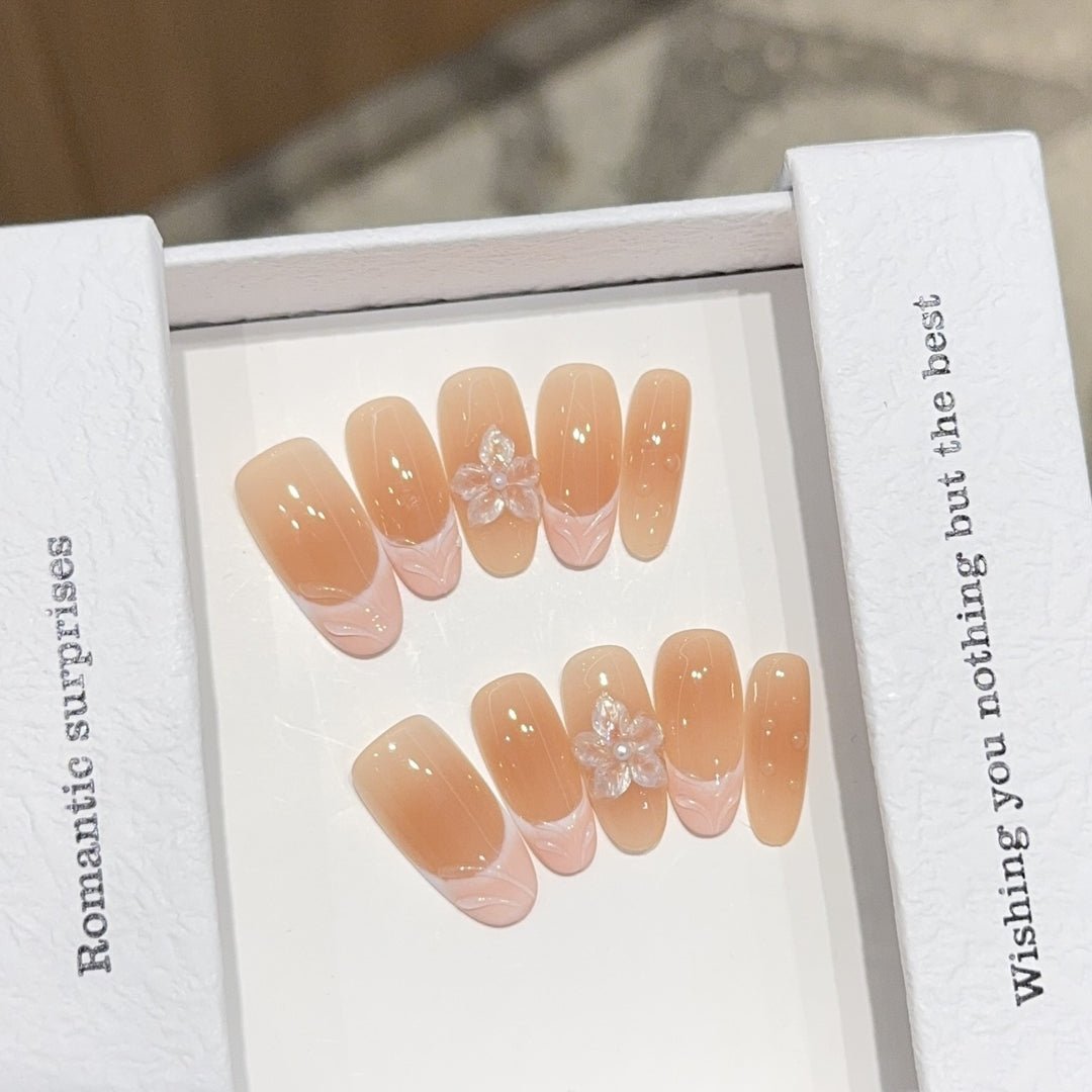 Artificial nails with romantic 3D flower accents Stornfield