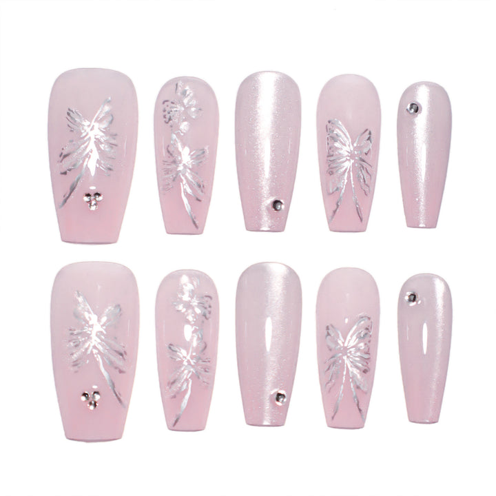 Artistic press-on nails with butterfly design Stornfield