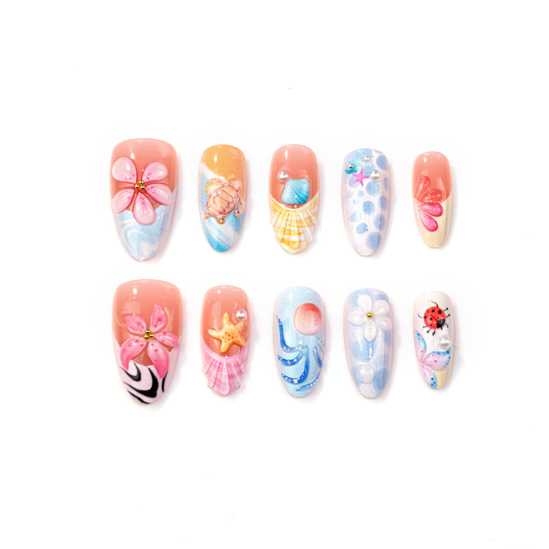 Artistic Ocean-Inspired Press-On Nail Art Set Stornfield 1790636618
