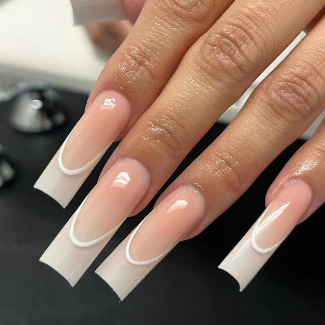 Elegant French Tip Long Nail Extensions Stornfield