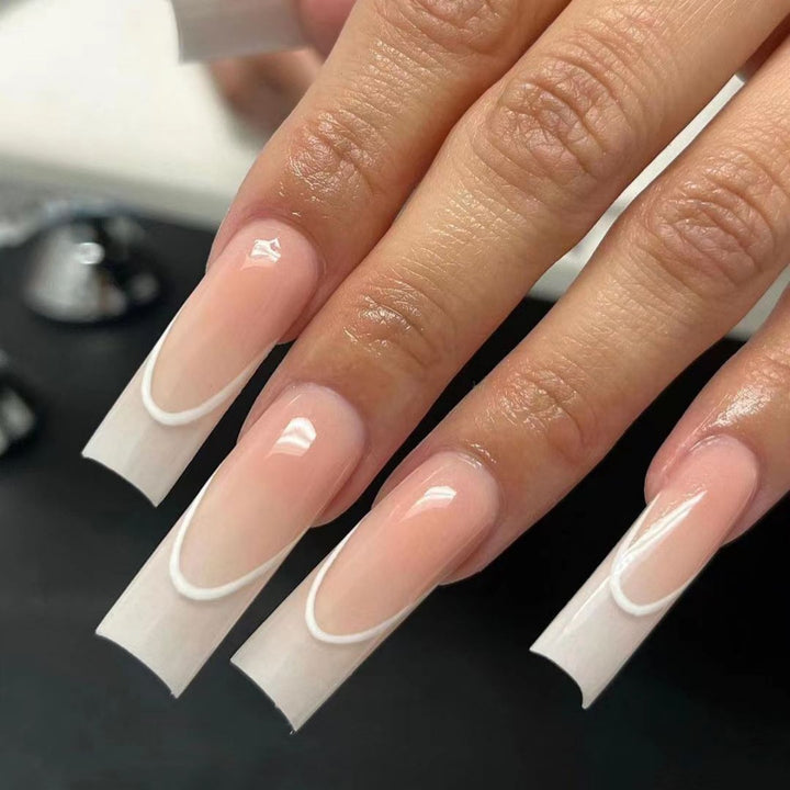 Elegant French Tip Long Nail Extensions Stornfield