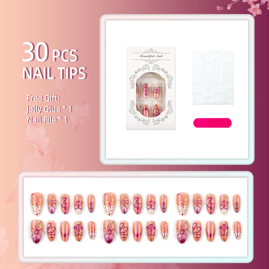 Artistic Floral Embellished Press-On Nails