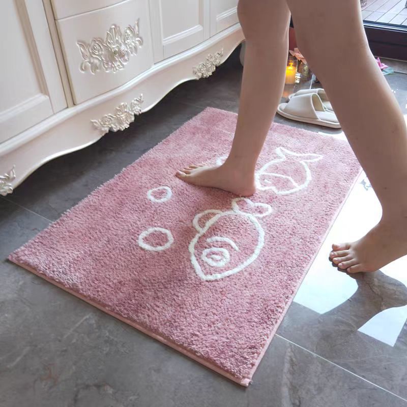 Plush Non-Slip Memory Foam Bath Mat with Cute Fish Pattern