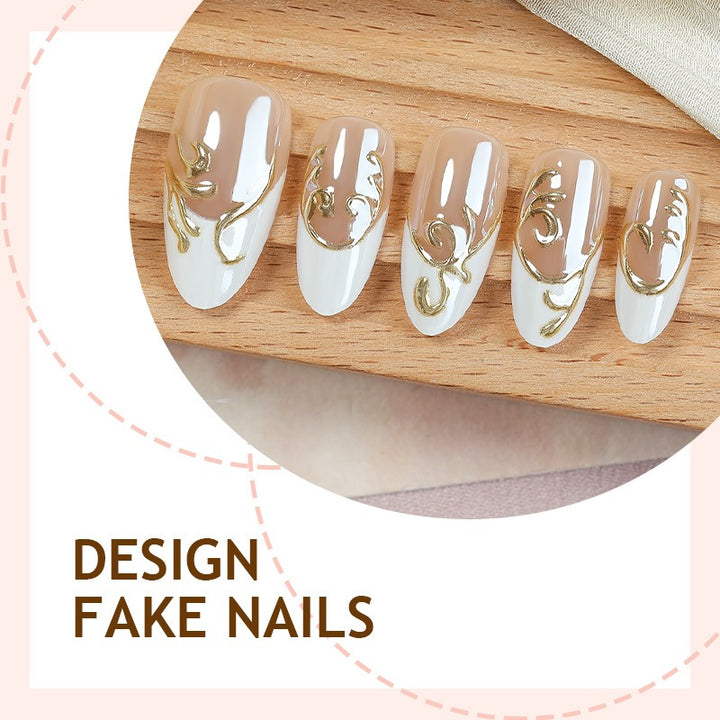 Nail art set with elegant golden applications Stornfield