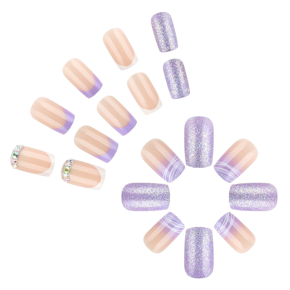 Elegant Press-On Nail Art Set with Glamorous Glitter Accents Stornfield