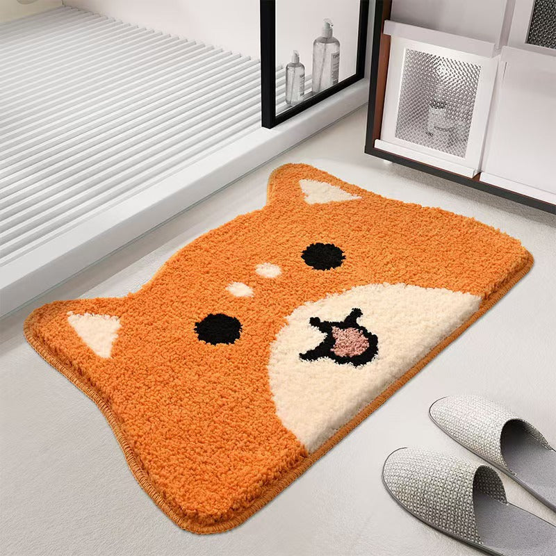 Plush Non-Slip Cat Face Shaggy Bath Mat