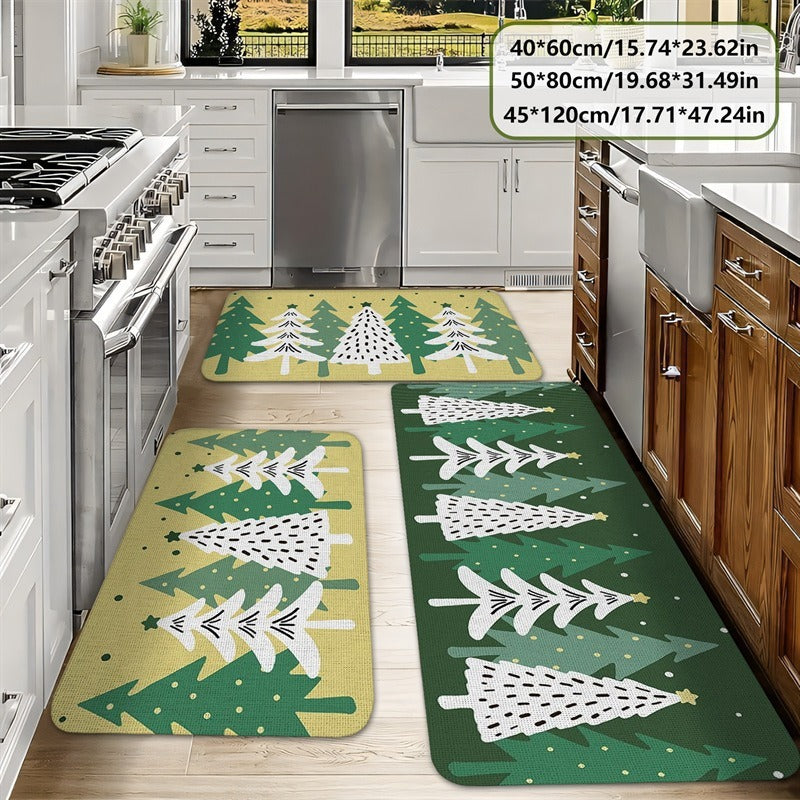 Christmas Tree Pattern Kitchen Mat
