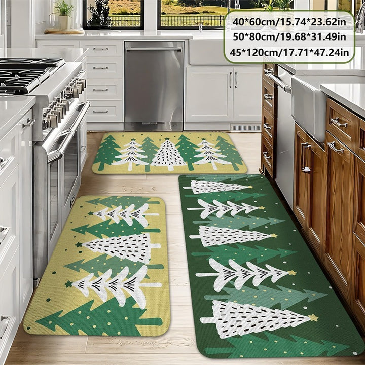 Christmas Tree Pattern Kitchen Mat