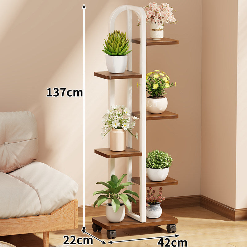 Rolling Vertical Plant Display Shelf with Arch Handle