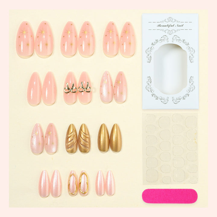 Artificial nail set with elegant golden accents Stornfield