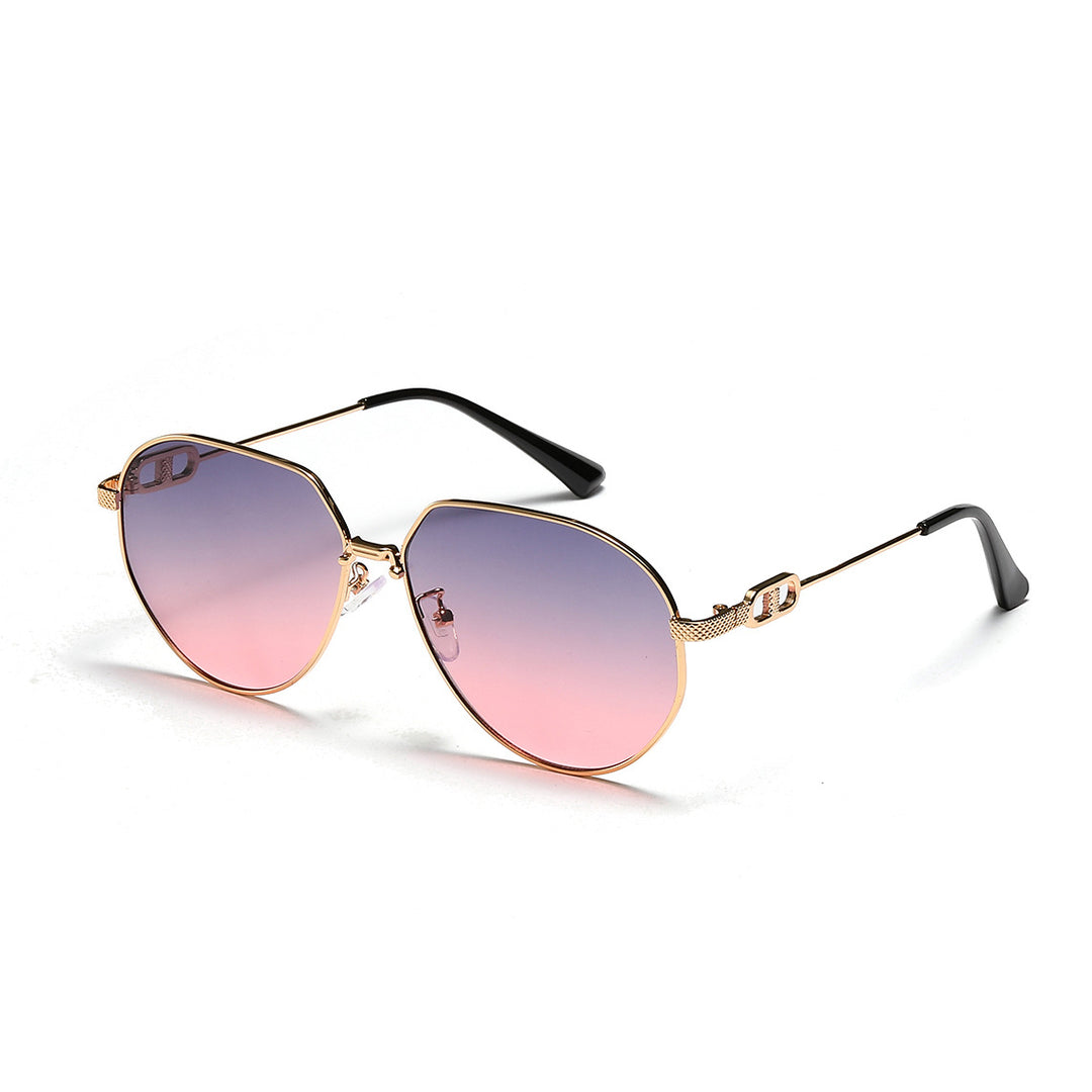 Ladies stylish oval sunglasses with fashionable metal frame Stornfield