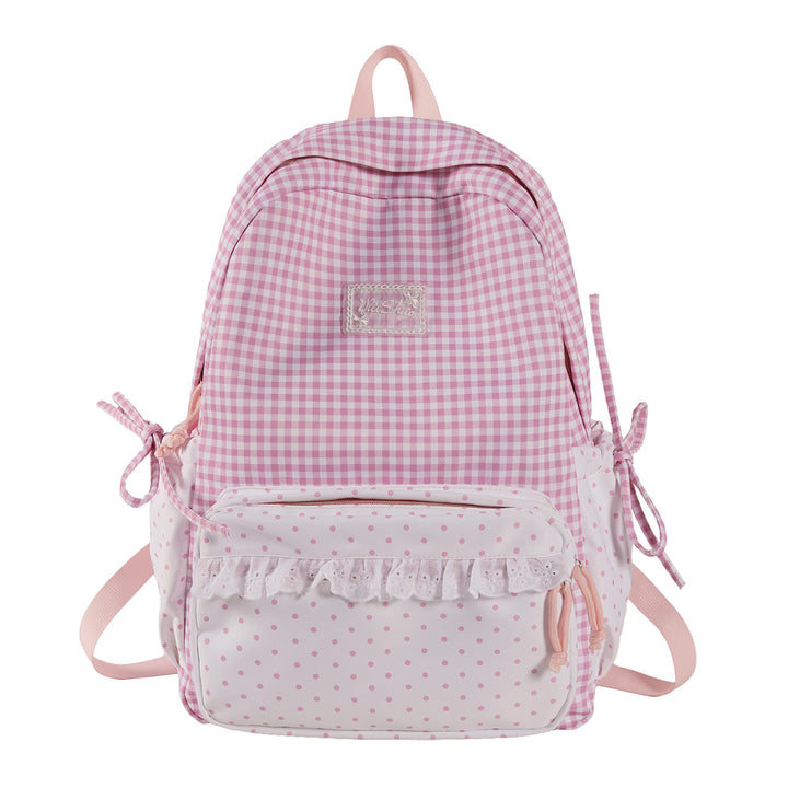 Playful Gingham and Polka Dot Backpack Stornfield