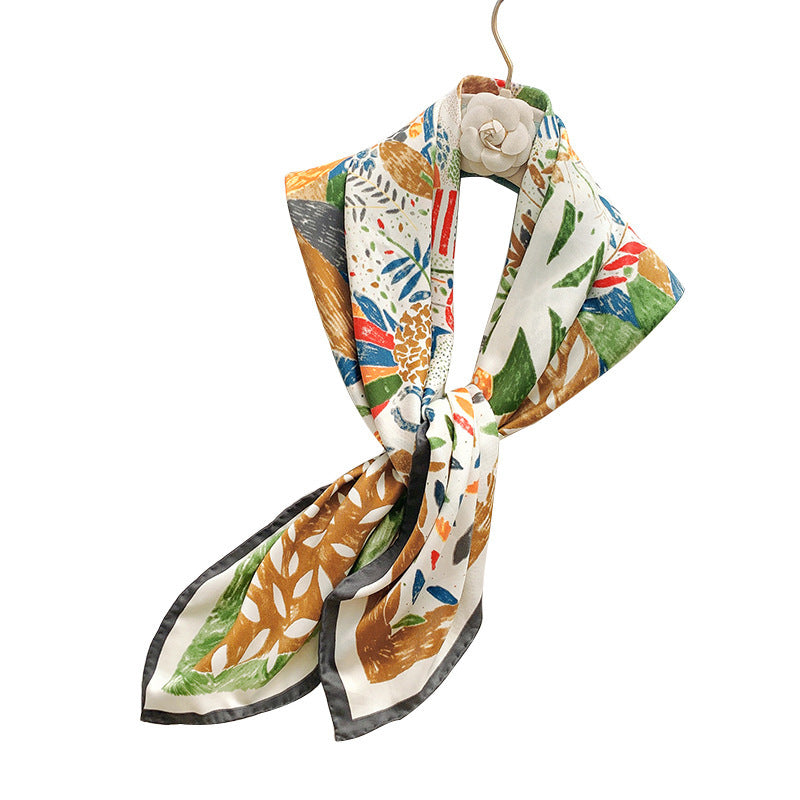 Women's silk scarf in elegant botanical design Stornfield