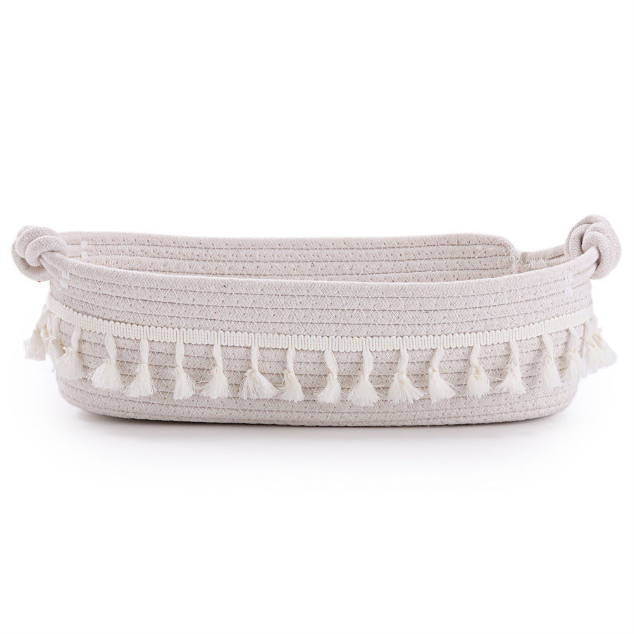 Women Decorative Storage Basket with Fringe Decoration Stornfield