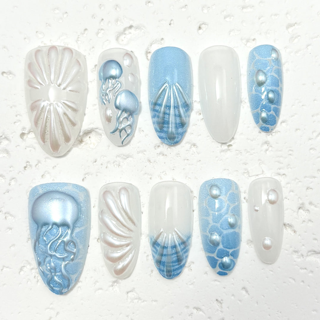 Marine-Themed Press-On Nail Set