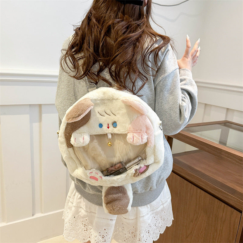 Plush handbag with transparent window Stornfield
