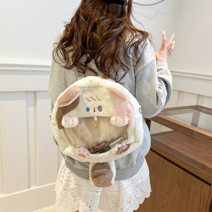 Plush handbag with transparent window Stornfield