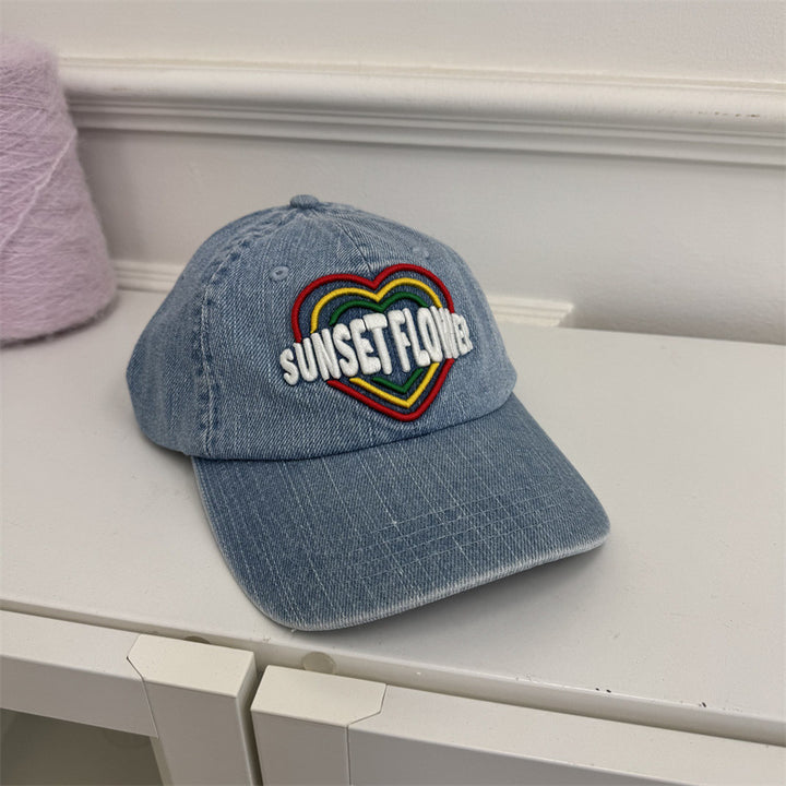 Women's Embroidered Heart Design Denim Baseball Cap Stornfield