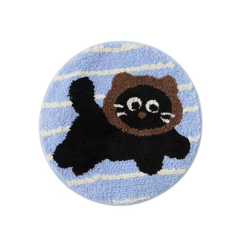 Plush Non-Slip Cotton Bath Mat with Hand-Tufted Cottage House Design