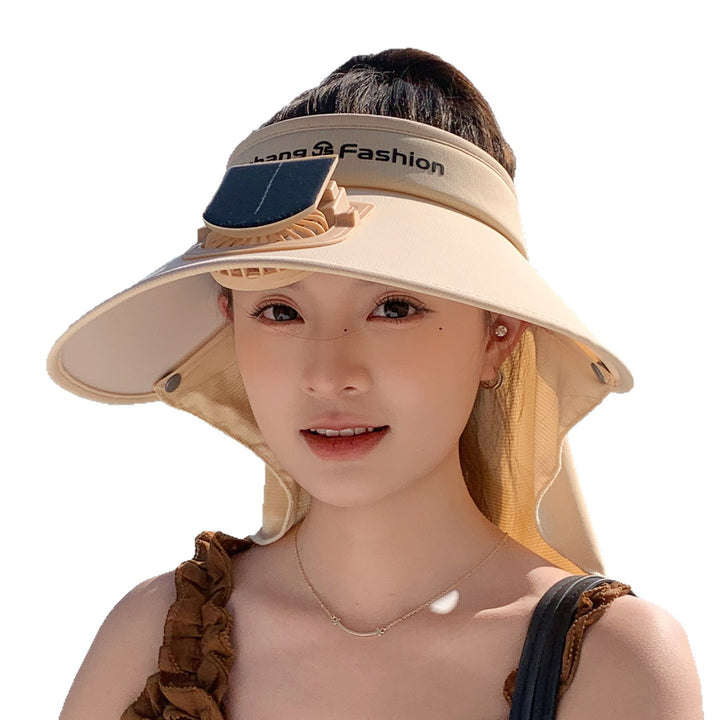 Visor with removable solar clip fan and UV protection neck strap Stornfield