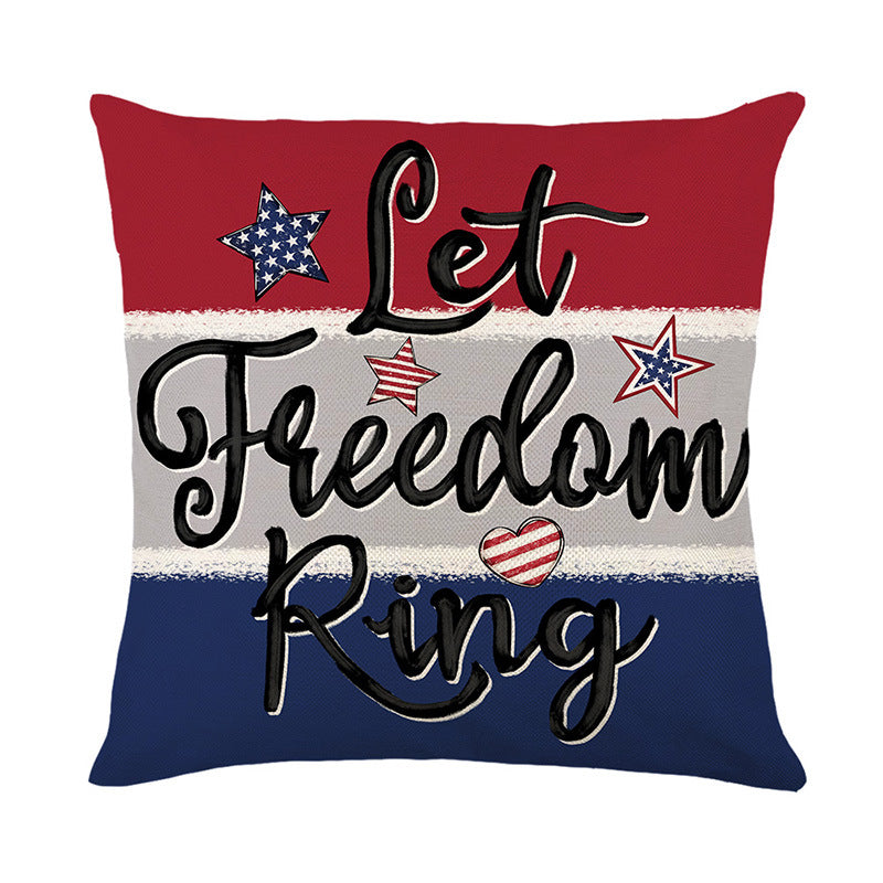 Patriotic Decorative Throw Pillow with Script Home of the Free