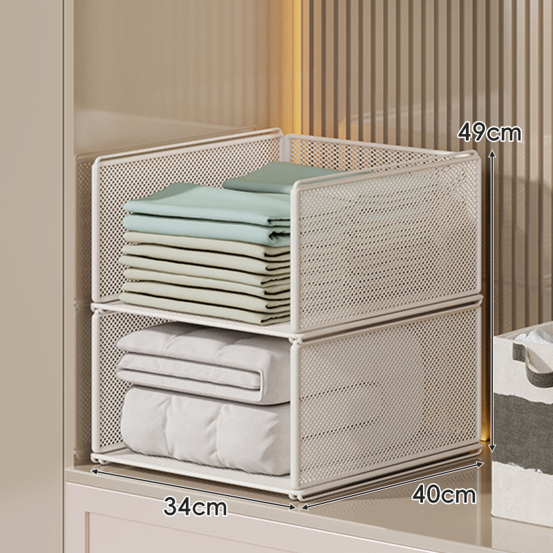 Stackable Metal Mesh Four Tier Closet Storage Drawer Organizer