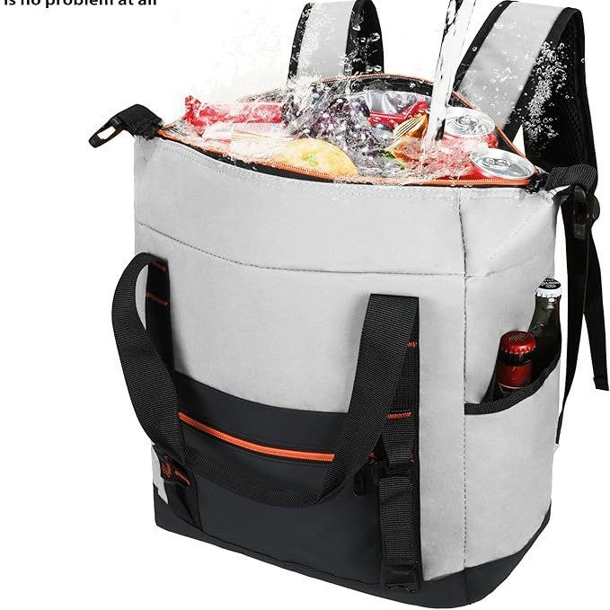Unisex insulated cooler backpack for picnics and camping with side bottle holders, outer pocket for smartphone and elastic strap Stornfield