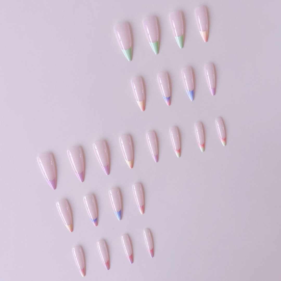 Artificial nail set with trendy gradient color and glitter accents Stornfield