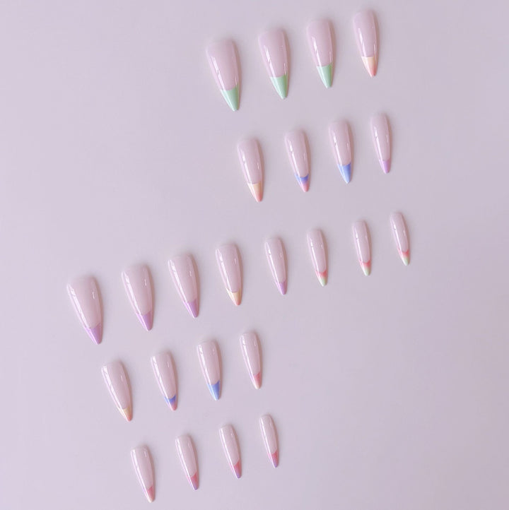 Artificial nail set with trendy gradient color and glitter accents Stornfield