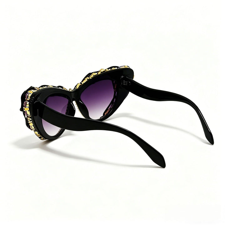 Women's Cat-Eye Sunglasses with Sparkling Crystal Frame and Artistic Decorations Stornfield