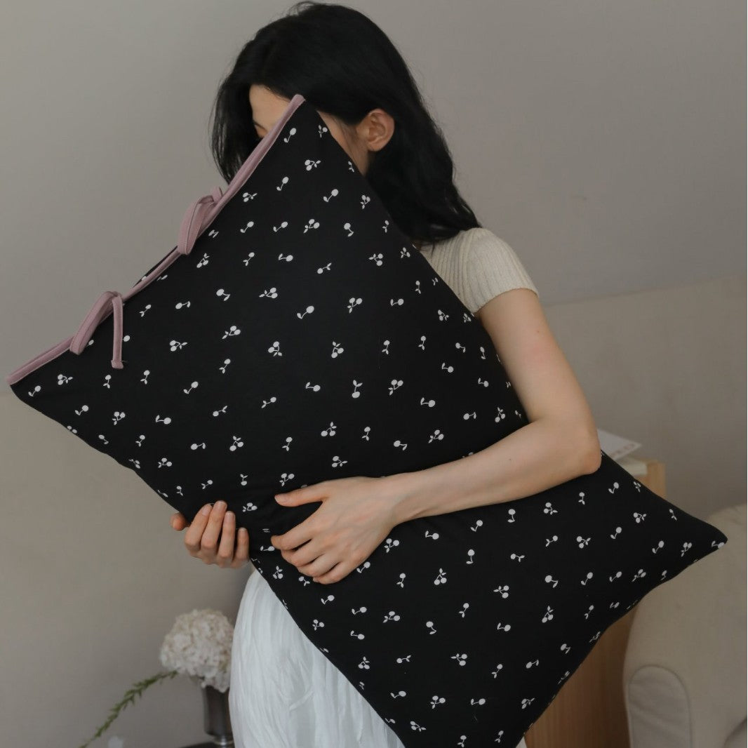 Cotton Reversible Duvet Cover Set with Decorative Tie Closures and Fitted Sheet