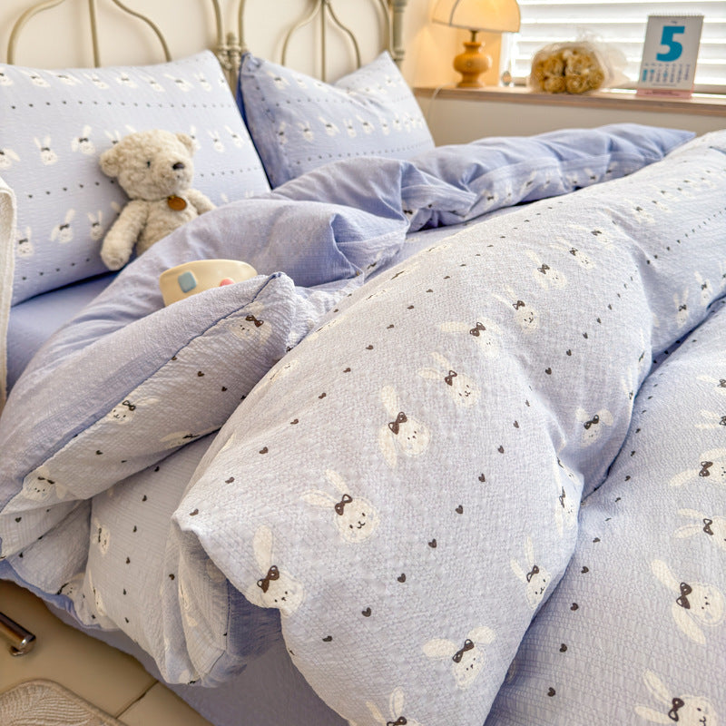 Children's Playful Cartoon Animal Print Bedding Set