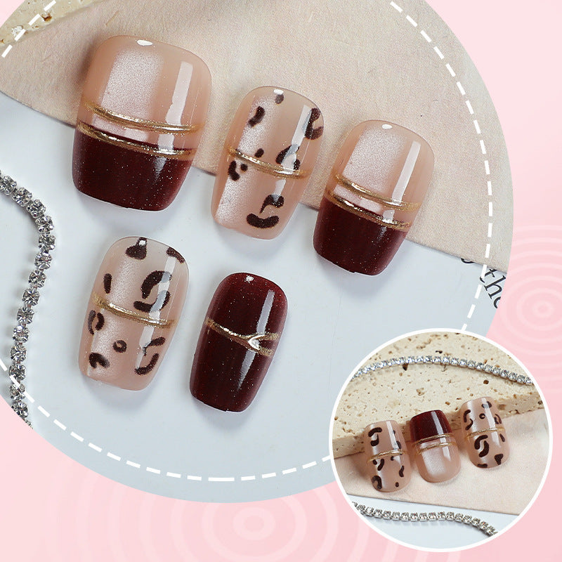 Artistic Gemstone-Studded Press-On Nails
