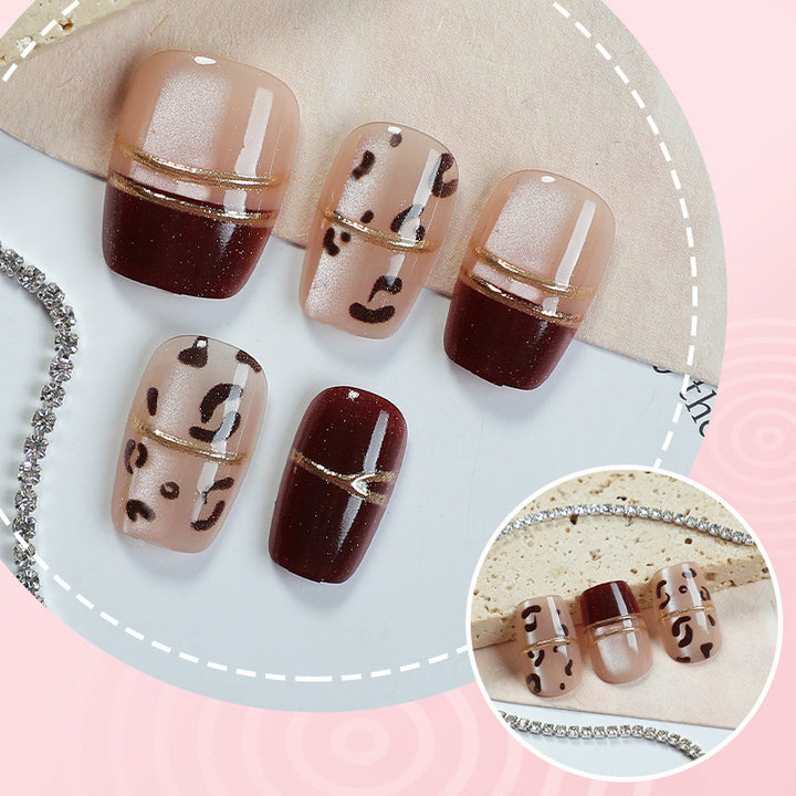 Artistic Gemstone-Studded Press-On Nails