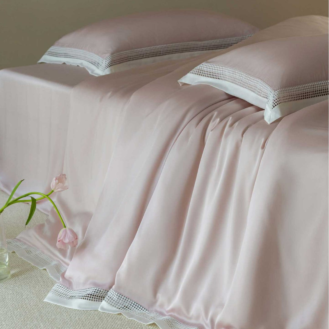Luxury Cotton Sateen Duvet Cover Set with Hemstitch Border