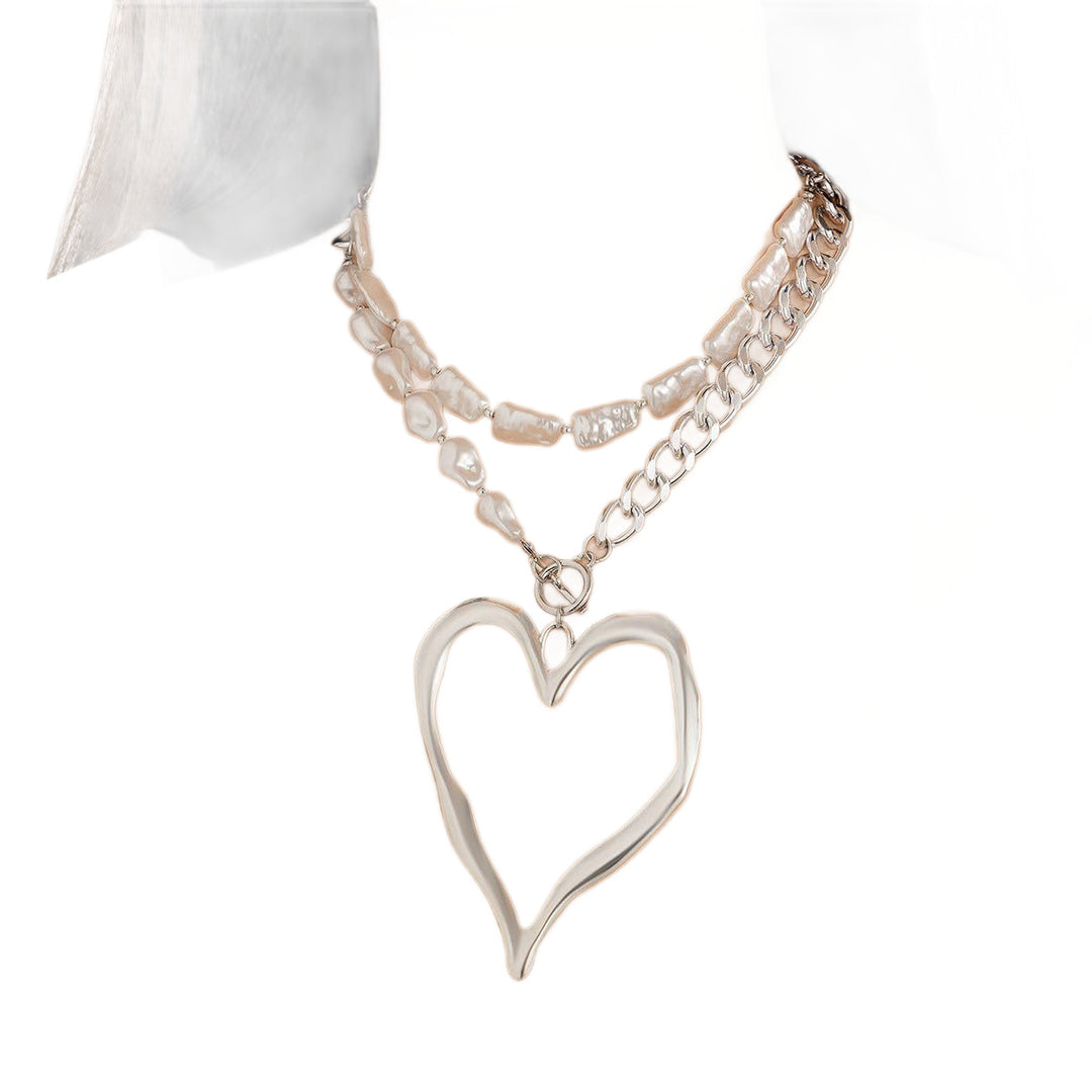Statet Heart and Pearl Chain Necklace Stornfield