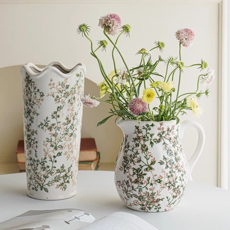 Handcrafted ceramic vase with floral motifs Stornfield