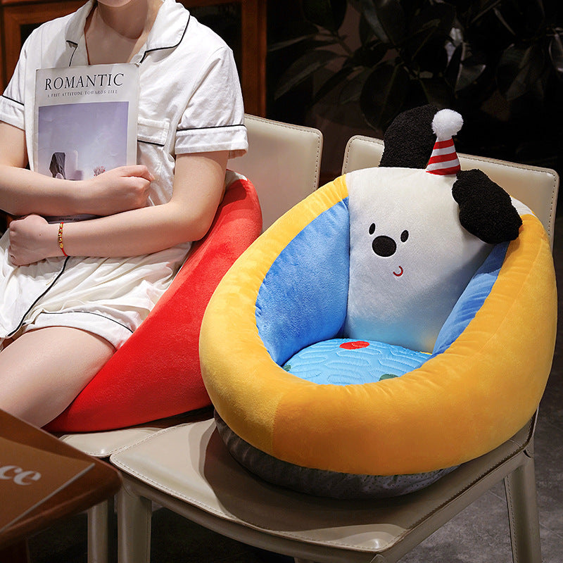 Soft Plush Pet Bed with Raised Edge and Cute Biscuit Design