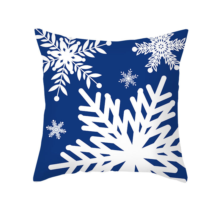 Festive Santa Silhouette Square Cushion Cover with Snowflake Border and Concealed Zipper