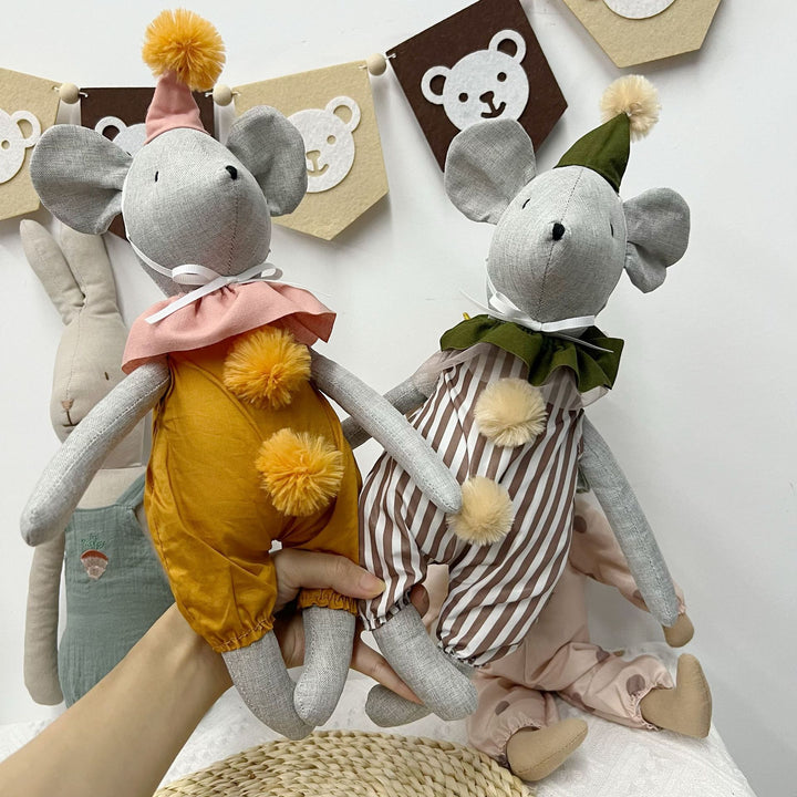 Long-Leg Organic Linen Bunny Doll with Embroidered Carrot Overalls