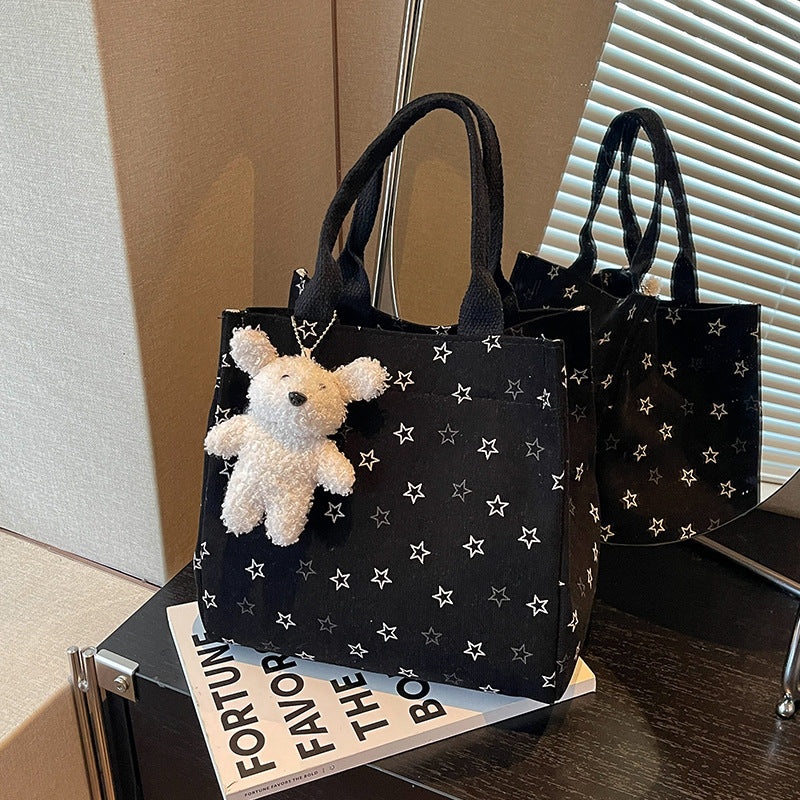 Casual Star-Patterned Mini Tote Bag